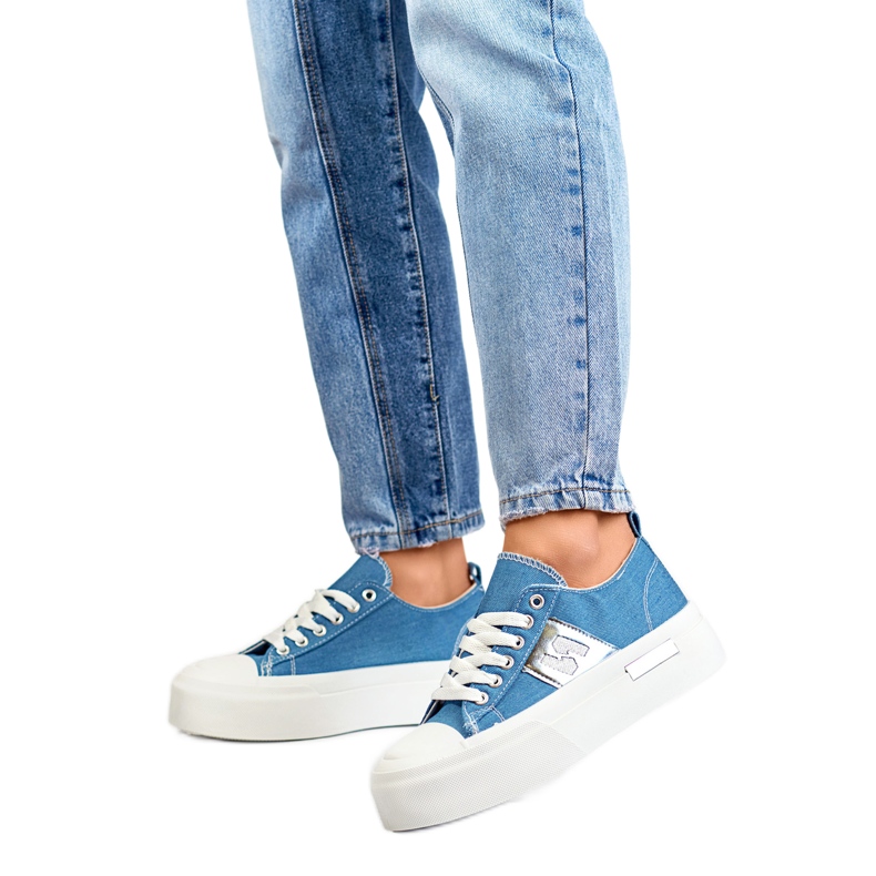 Baskets pour femmes sur la plateforme LY100BL bleu