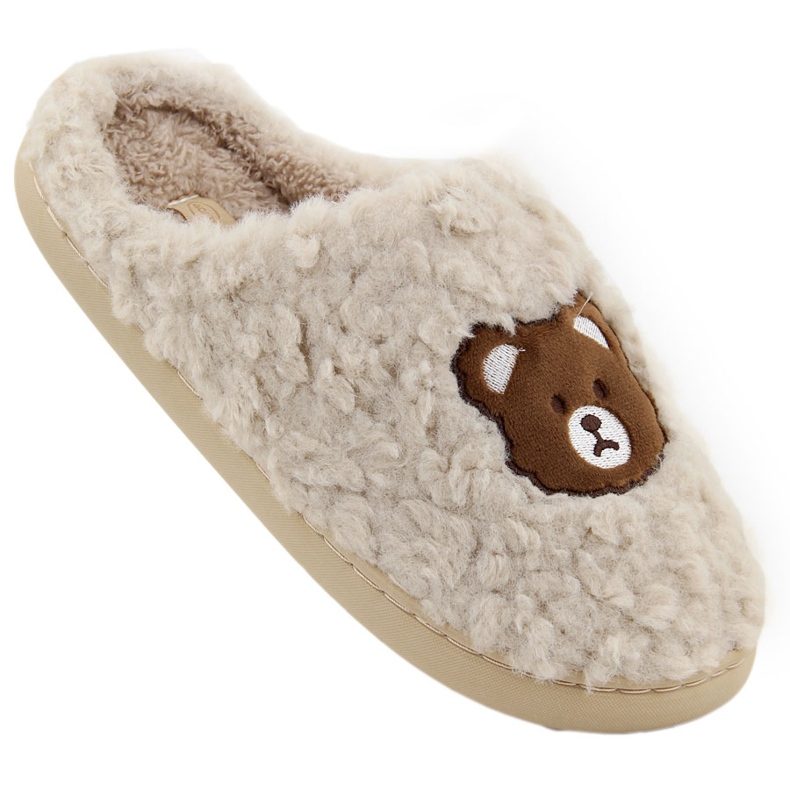 Chaussons de maison pour femmes avec ours en peluche, beige Unisoft 6625