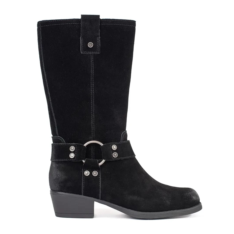 Bottes de cowboy en cuir noir pour femmes de Sergio Leone le noir