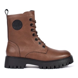 Bottines à lacets en cuir marron pour femme sur la plateforme Sergio Leone brun Bottines à lacets en cuir marron pour femme sur la plateforme Sergio Leone brun
