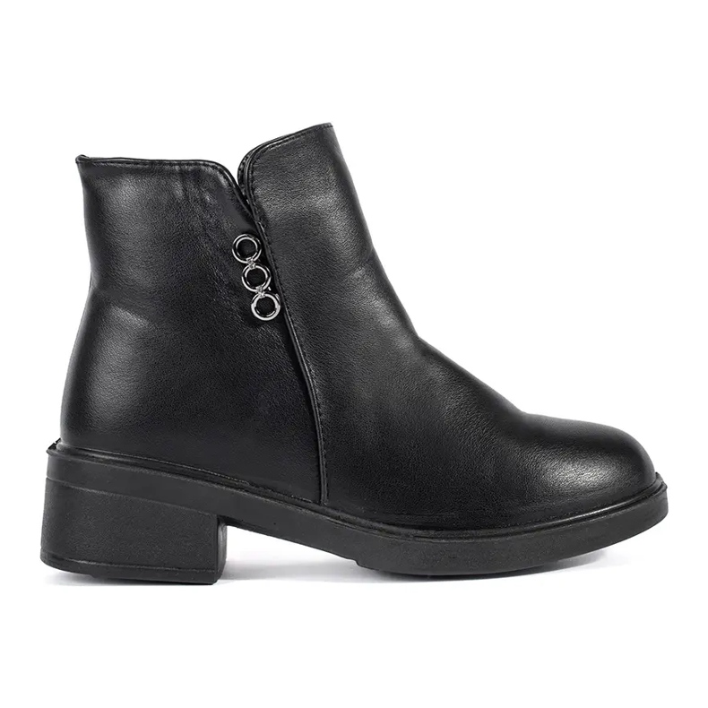Bottines classiques noires à talons bas pour femme le noir