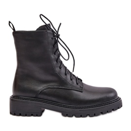 Bottines de travail isolées en cuir avec fermeture éclair, noir Elosie