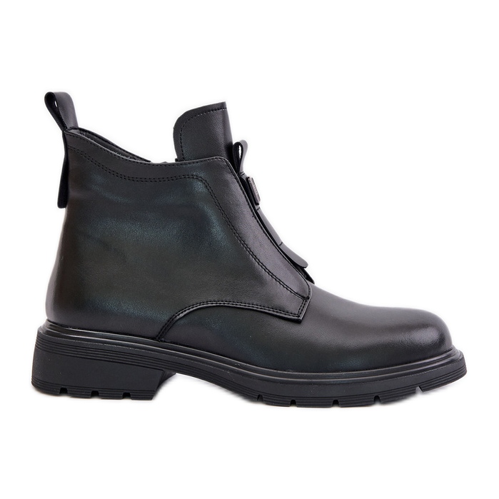 Bottes plates chaudes en cuir noir Komisa le noir