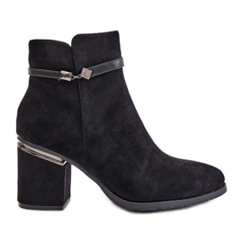 Bottes isolées pour femmes à talon haut avec sangle décorative Vinceza 16446 noir