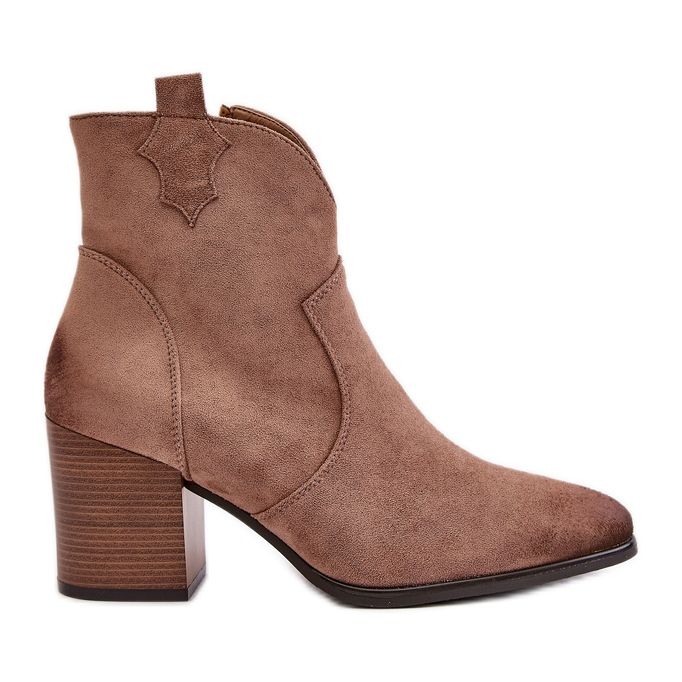 Bottes de Cowboy à Talon Haut Isolées en Eco Daim Vinceza 58345 Beige Foncé