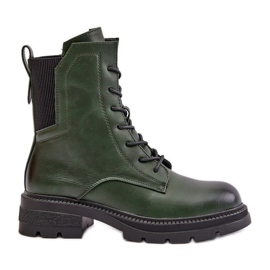 Jezzi Bottes de travail isolées avec fermeture éclair, vert Leairae