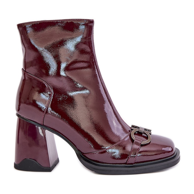S.Barski Bottes à talons hauts vernies, chaudes, avec décoration D&A MR880-021 Bordeaux rouge S.Barski Bottes à talons hauts vernies, chaudes, avec décoration D&A MR880-021 Bordeaux rouge