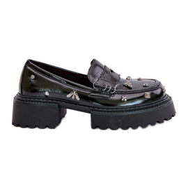 S.Barski Chaussures en cuir verni pour femmes avec décorations D&amp;A MR880-103 Noir