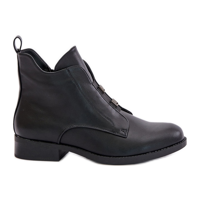 Bottes isolées pour femmes à talons plats en cuir écologique S.Barski HY42-716 Noir le noir