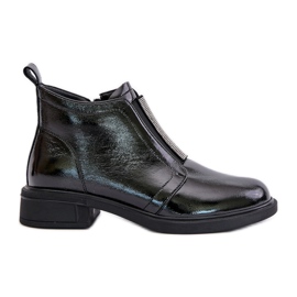 S.Barski Bottines basses en cuir verni avec décoration zippée D&amp;A MR880-142 Noir