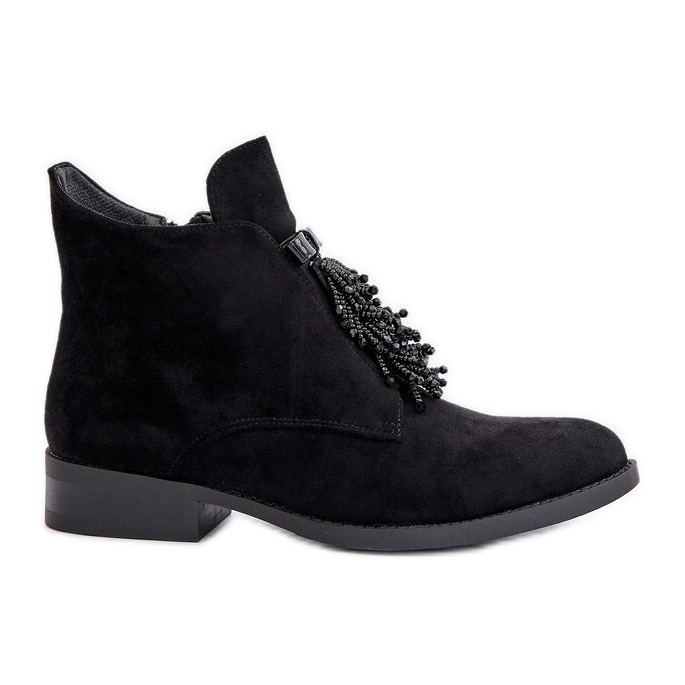 Bottines isolées avec décoration zippée S.Barski HY42-715 Noir le noir