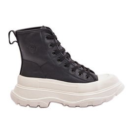 Baskets isolées en cuir sur plateforme massive Big Star OO274A599 Noir le noir
