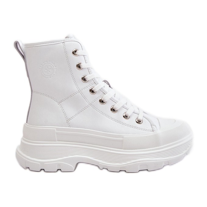 Baskets isolées en cuir sur une plateforme massive Big Star OO274A598 Blanc blanche