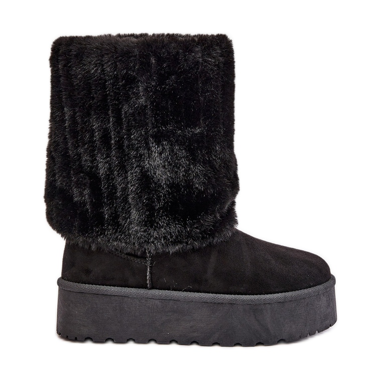 Bottes de neige noires à plateforme Lisonea avec tige retroussée le noir