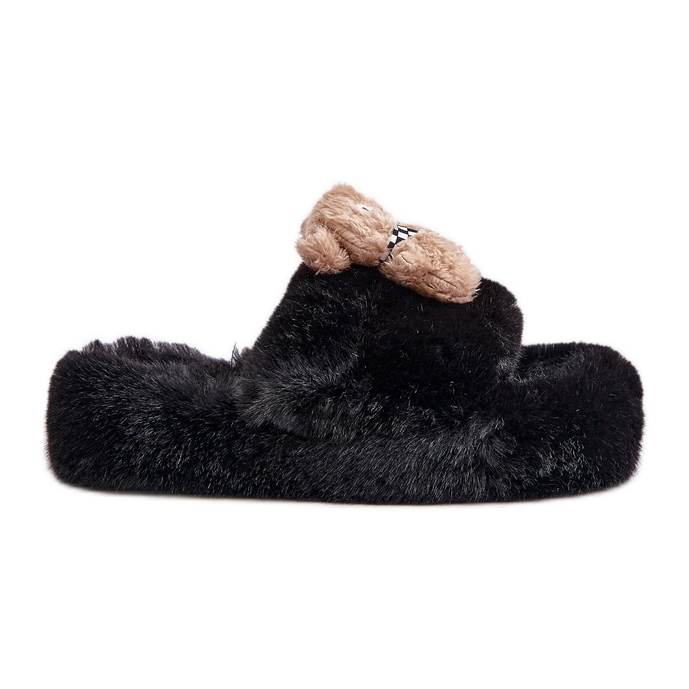 Chaussons En Fourrure Pour Femme Avec Ours En Peluche, Noir Roumanie le noir Chaussons En Fourrure Pour Femme Avec Ours En Peluche, Noir Roumanie le noir