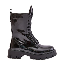 Bottines de travail isolées brevetées avec décoration, noir Kelilea