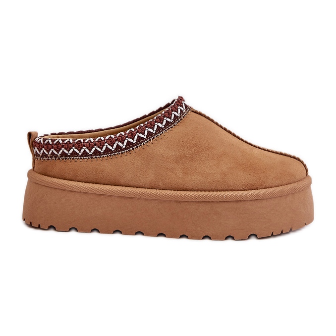 Bottes de neige basses pour femmes avec broderie sur la plateforme Camel Narirya brun