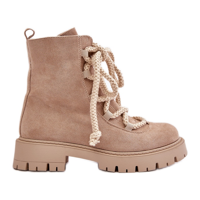 Bottes isolées en éco-daim avec fermeture éclair, beige clair Caellita