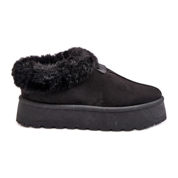 Bottines de neige basses avec fourrure sur la plateforme, Eco Suède, Noir Neathoria le noir
