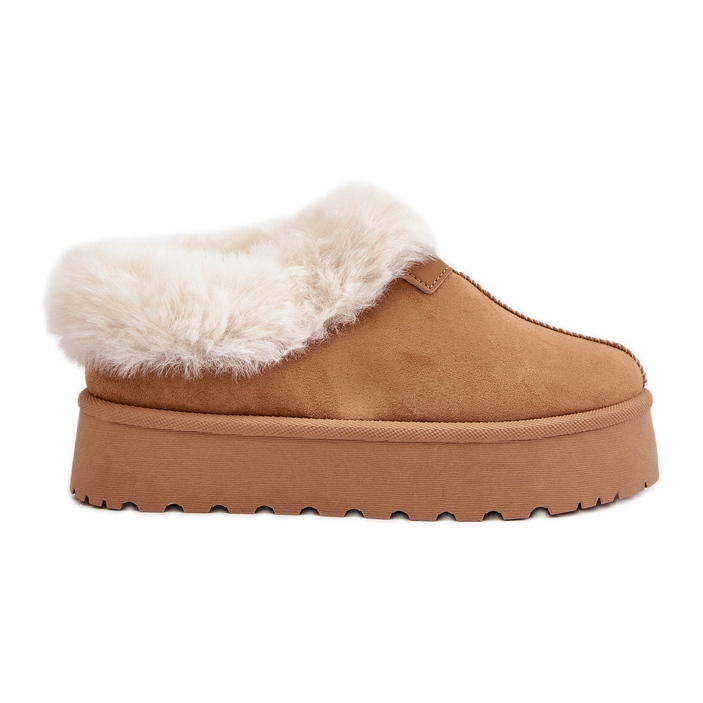 Bottes de neige à tige basse avec fourrure sur la plateforme Eco Suede Camel Neathoria brun
