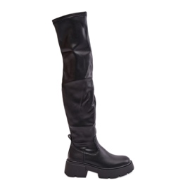 Cuissardes à plateforme et talon plat en éco-cuir, noir Loreviana le noir Cuissardes à plateforme et talon plat en éco-cuir, noir Loreviana le noir