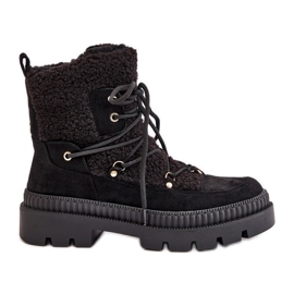 Boots Merilana noires en peau de mouton avec fourrure