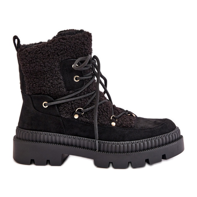 Boots Merilana noires en peau de mouton avec fourrure le noir