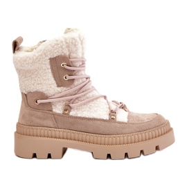 Bottes Merilana beiges en peau de mouton avec fourrure