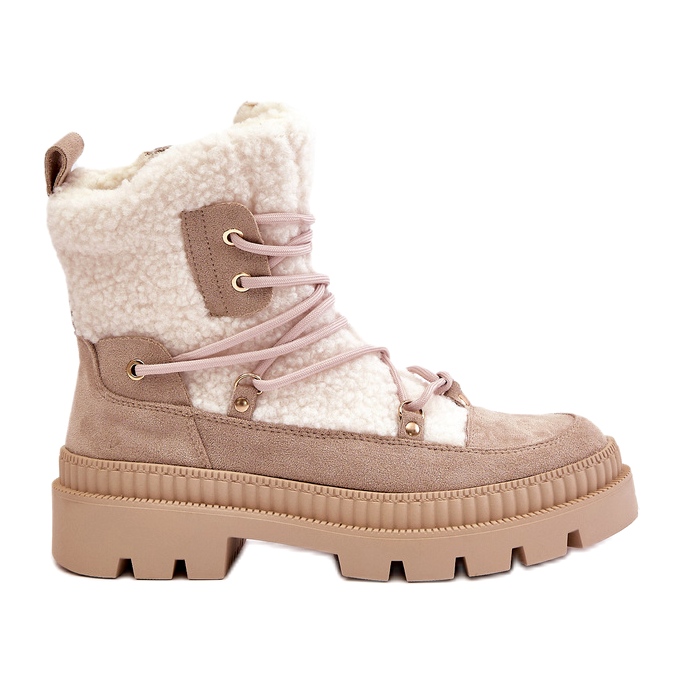 Bottes Merilana beiges en peau de mouton avec fourrure