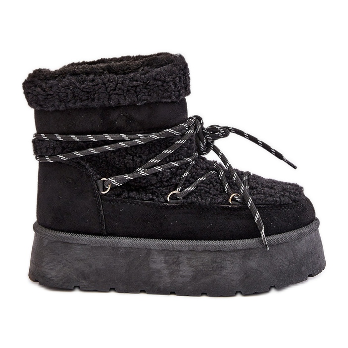 Bottes de neige à plateforme Izathiel noires avec laçage le noir