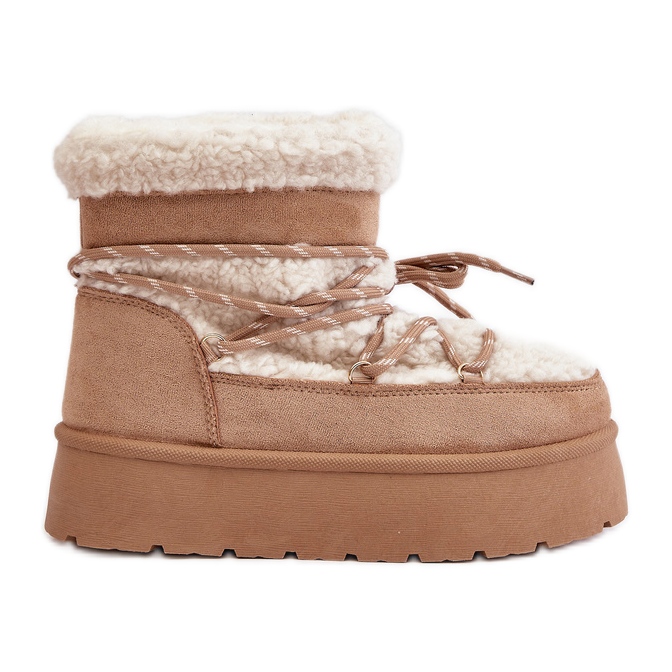 Bottes de neige à plateforme Izathiel beiges avec laçage