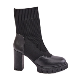 Bottines Atansa noires avec chaussette le noir