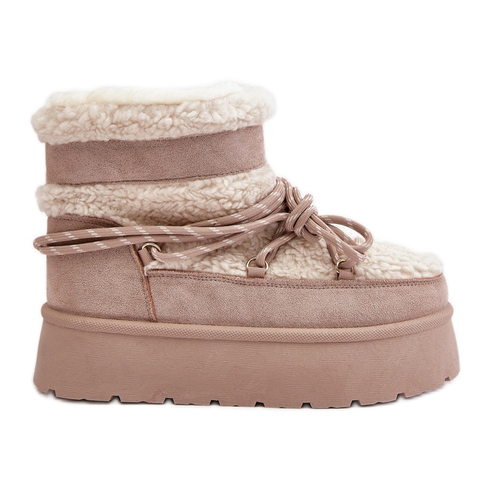 Bottes De Neige Plateformes À Laçage Beige Clair Izathiel