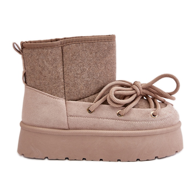 Bottes de neige Mavora beiges avec laçage sur la plateforme Bottes de neige Mavora beiges avec laçage sur la plateforme