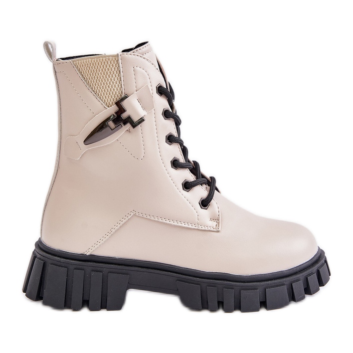 News Bottines fille isolées avec fermeture éclair et décoration, beige Zinnirella