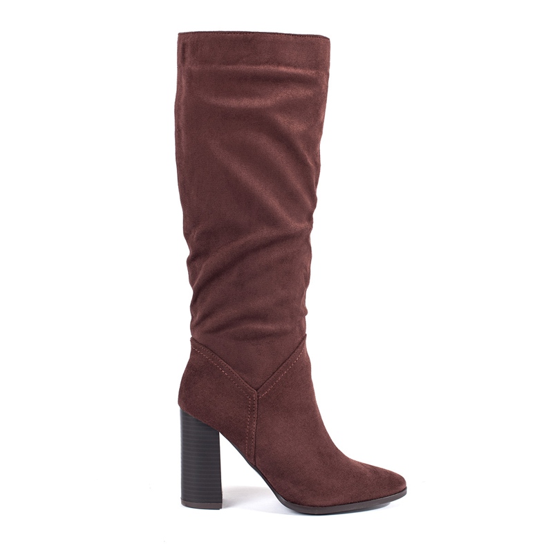 Cuissardes femme à talons hauts en daim marron brun