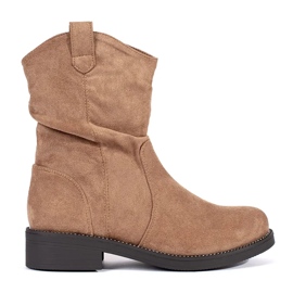 Santiags femme en daim beige foncé