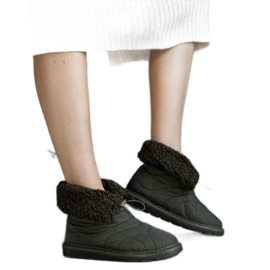 Bottes de neige isolées vertes avec revers Caellita le noir
