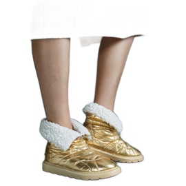 Bottes de neige isolées dorées Caellita avec revers d'or