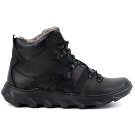 Olivier Bottes d'hiver isolées en cuir pour hommes 151KZ, noir