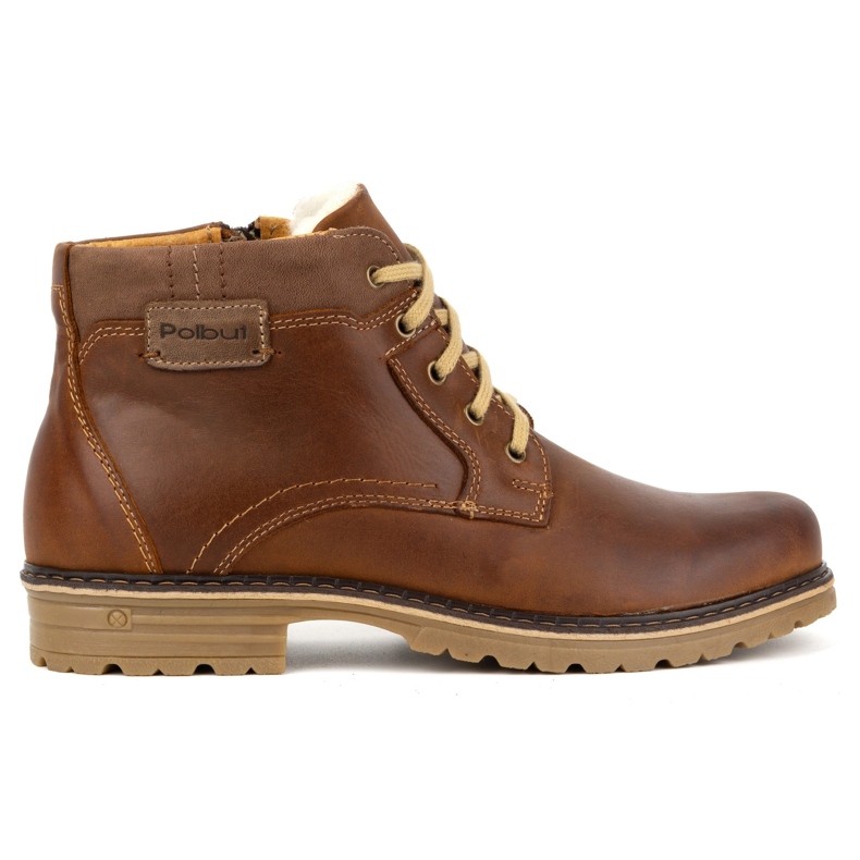 Polbut Chaussures d'hiver homme, bottines isolées en cuir J35S, marron camel brun Polbut Chaussures d'hiver homme, bottines isolées en cuir J35S, marron camel brun