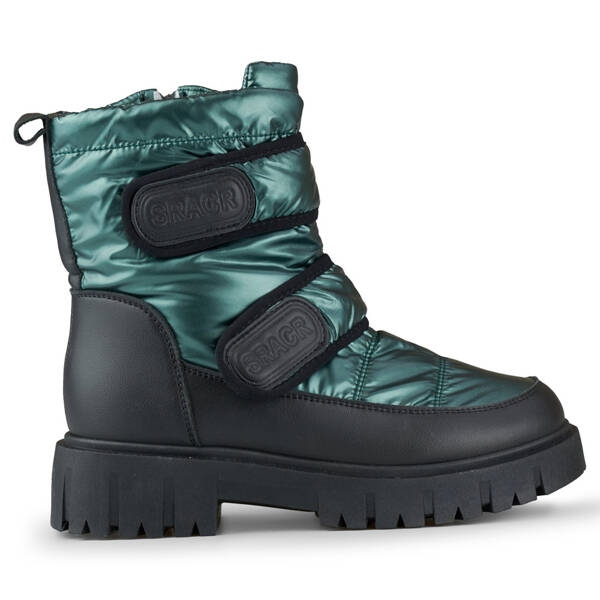 Boots de neige femme métallisées noires et vertes à fermeture scratch JH-1GR le noir