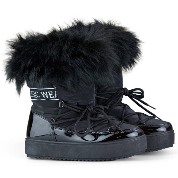 Bottes de neige pour femmes avec fourrure, noir 5705-1B le noir