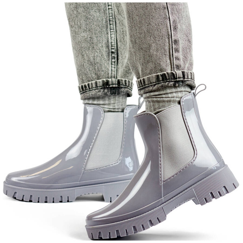 Bottines Chelsea à semelle épaisse femme, gris YX227-3G