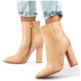Bottines femme en daim à talon pointu, beige D7959B