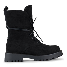 Bottines à lacets en daim pour femme noir DE1051S-B beige