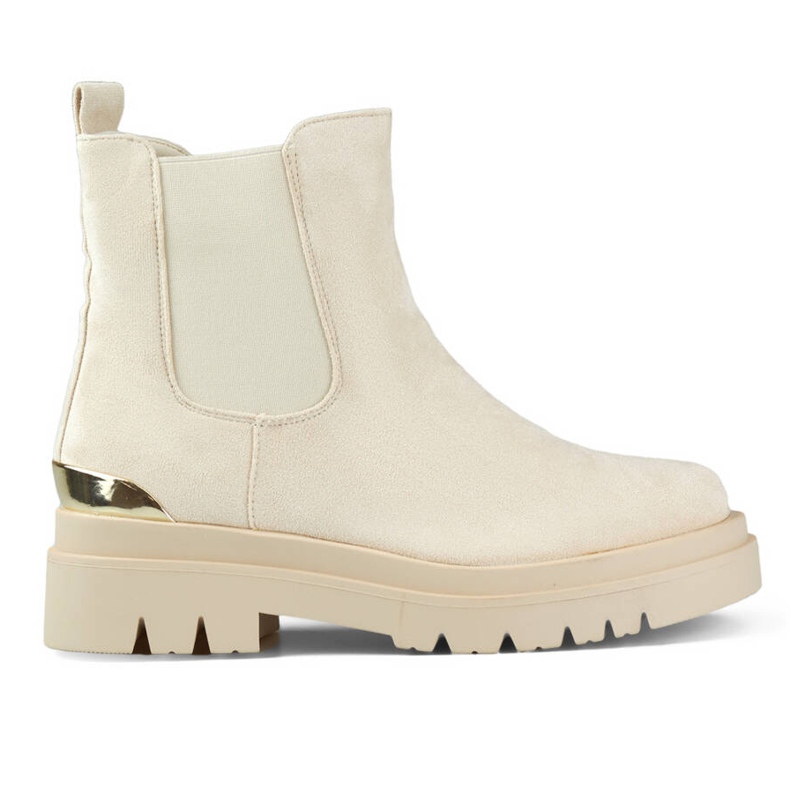 Bottines Chelsea en daim pour femme, beige XJ-351BE
