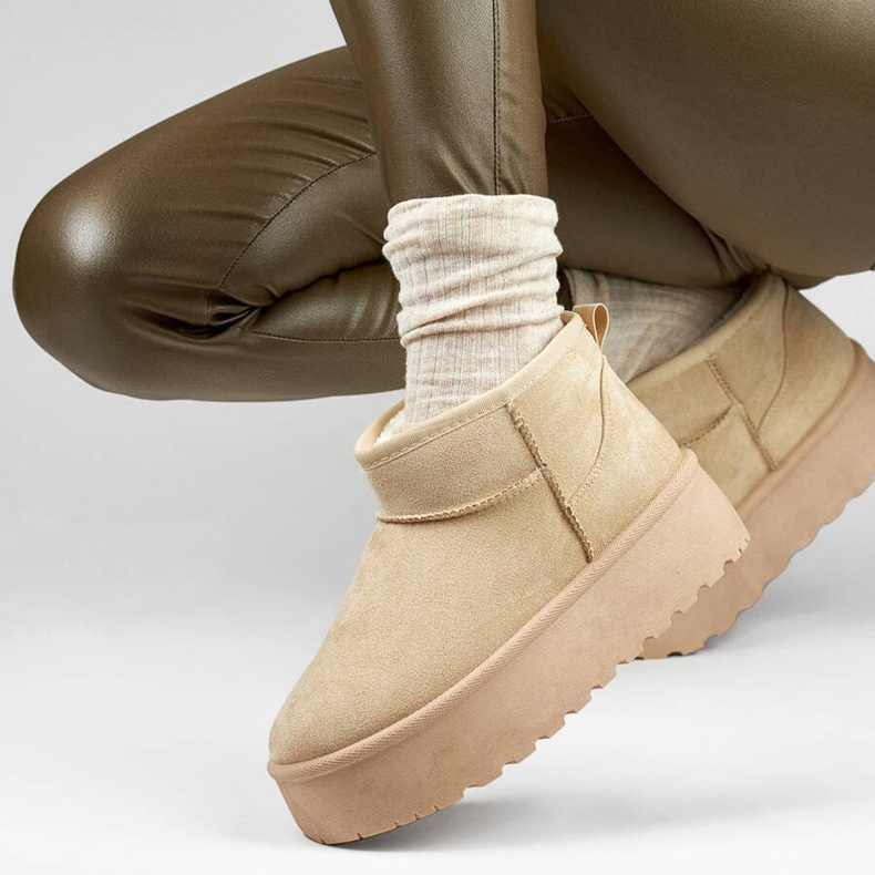 Bottines de neige plateforme femme, beige clair TL242-BE