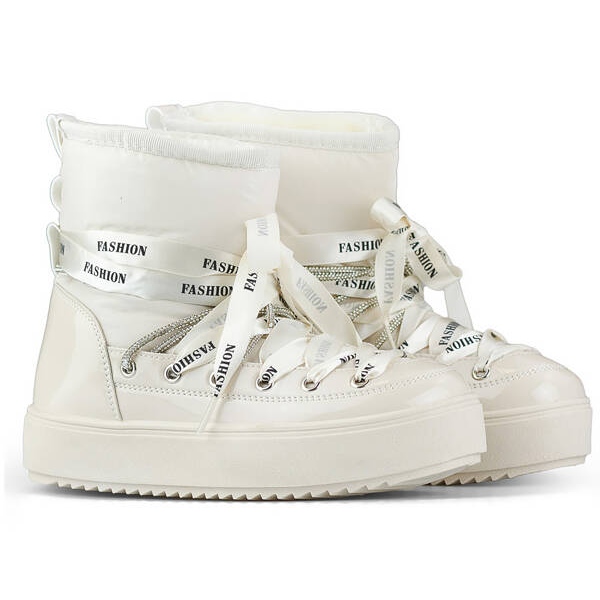 Bottes de neige pour femmes, bottes à lacets, beige 5754-4BE