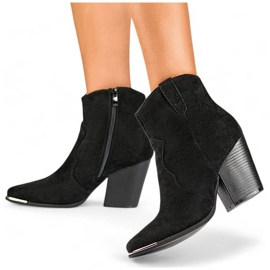 Santiags pour femme en daim à talon haut, noir A5618B